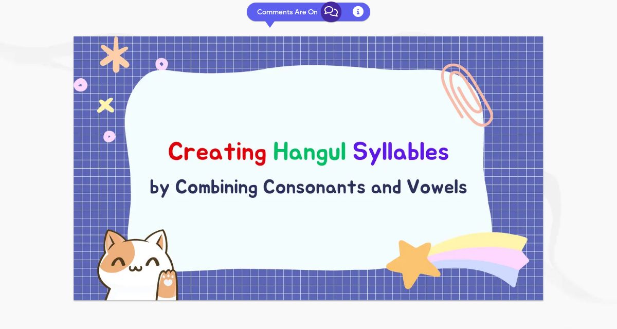 Creating Hangul Syllables by Combining Consonants and Vowels